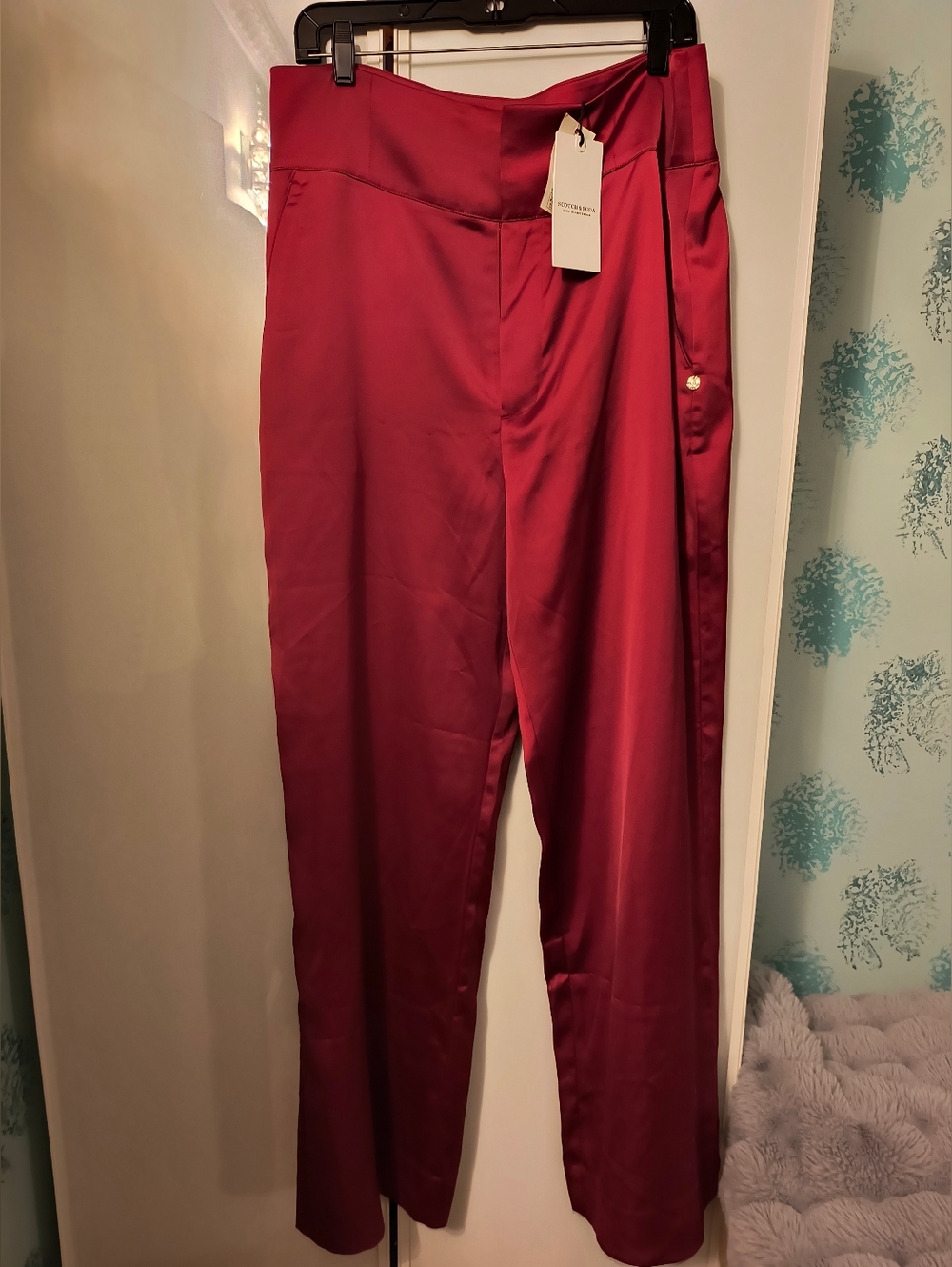 NWT Scotch And Soda Burgundy High Waisted Pants Sz XL